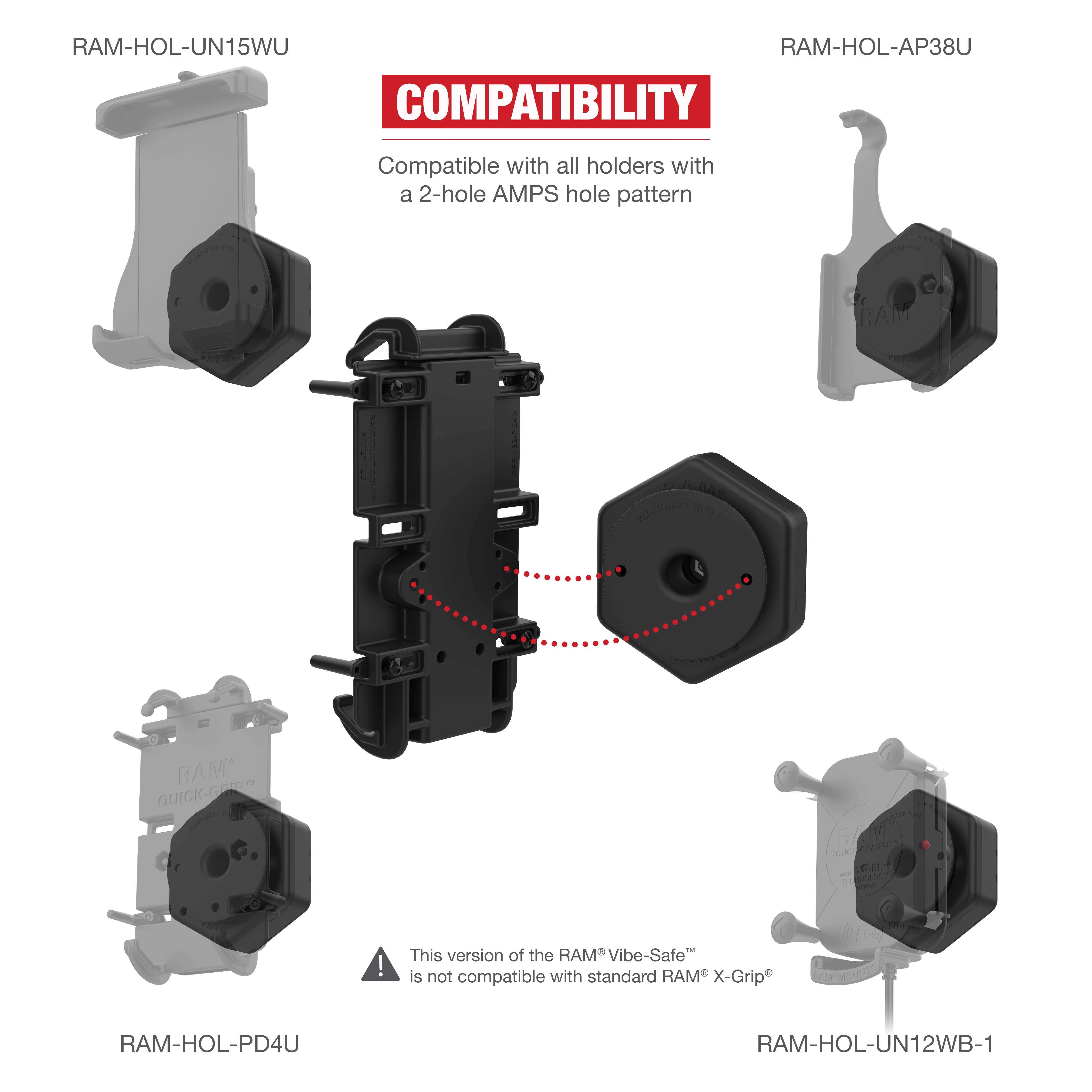 RAM® Vibe-Safe™ with NPT Adapter for 2-Hole Holders – RAM Mounts