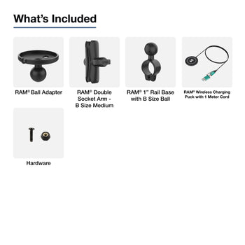RAM® Double Ball Rail Mount with RAM® Qi2 15W Wireless Charger