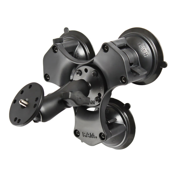 RAM® Twist-Lock™ Triple Suction Mount with Round Plate and 1/4