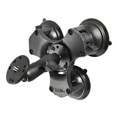 RAM® Twist-Lock™ Triple Suction Mount with Round Plate and 1/4