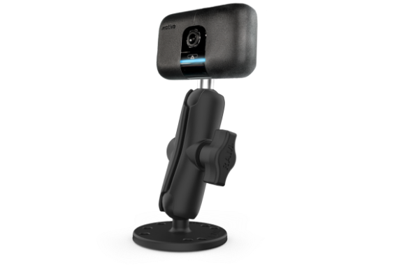 render of a ram drill down base with a double socket arm attached to a motive dashcam