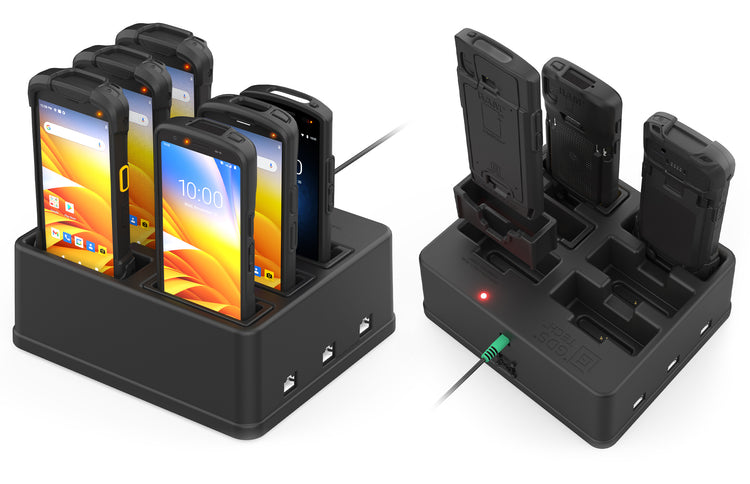 Image featuring Multi-port charging docks for Zebra Handheld Computers that can share up to 6 handhelds at the same time