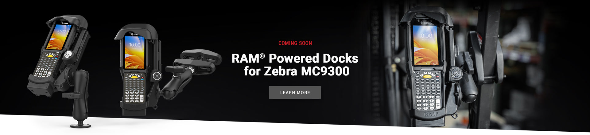 Homepage Image banner featuring RAM docks coming soon for Zebra MC9300