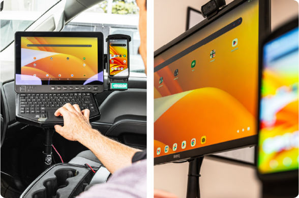 Mobiele werkplek in een hulpdienstvoertuig