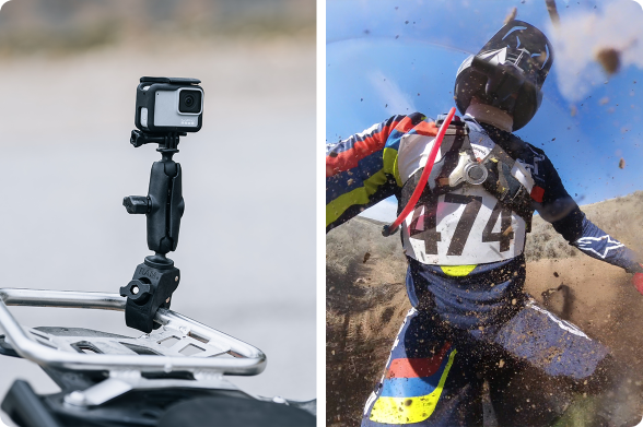 Actioncamera gemonteerd op een powersportvoertuig