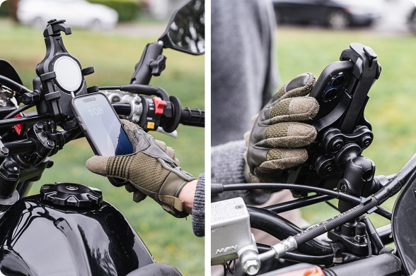 Telefoonhouder op een motorfiets