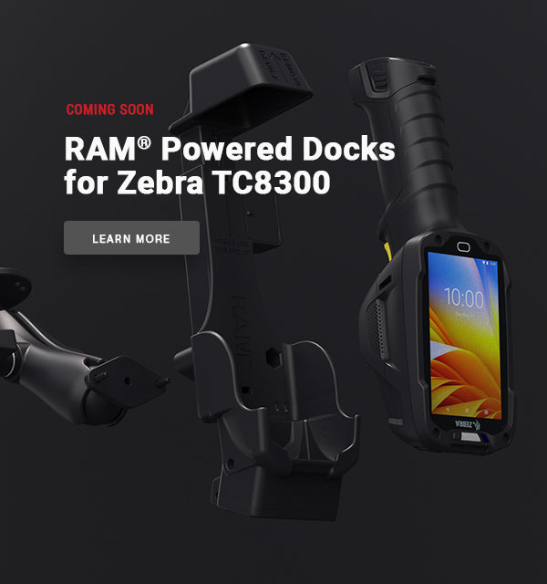 Mobile homepage Image banner featuring RAM docks coming soon for Zebra TC8300