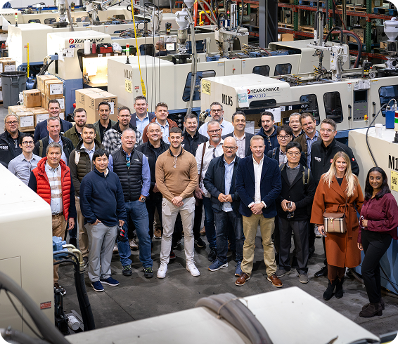 Group photo of people in RAM® Mounts plastic injection facility.