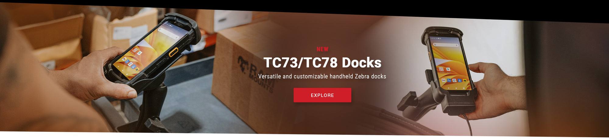 New Mobile Homepage Banner for Zebra TC73/TC78 RAM Docks and Mounts