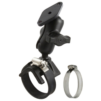 RAM® Double Ball Strap Hose Clamp Mount with Diamond Plate - Short