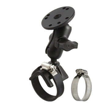 RAM® Double Ball Strap Hose Clamp Mount with Round Plate - Short