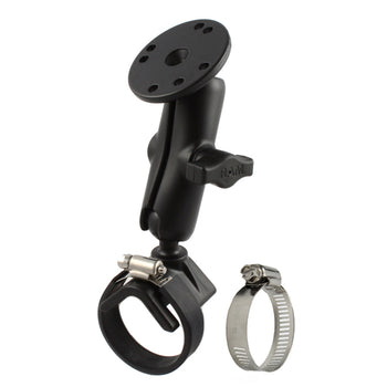 RAM® Double Ball Strap Hose Clamp Mount with Round Plate - Medium