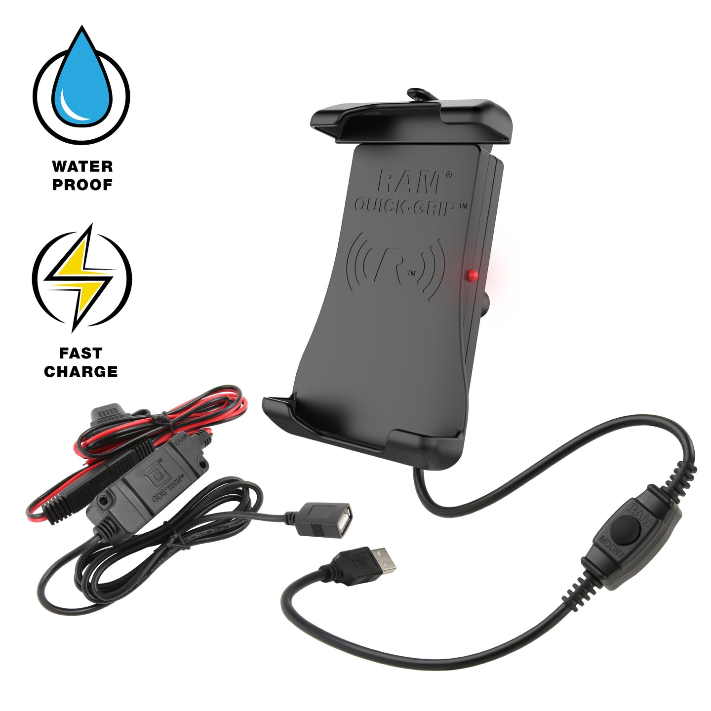 RAM® QuickGrip™ 15W Waterproof Wireless Charging Holder with Charger