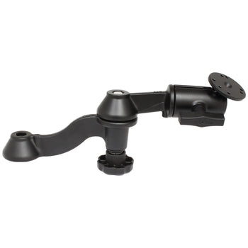 RAM® 12" Curved Double Swing Arm with Swivel Socket Arm & Round Plate