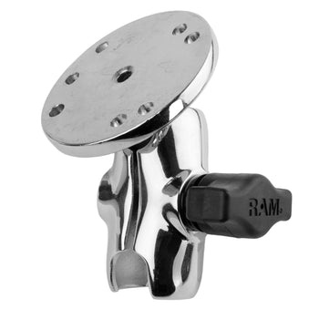 RAM® Chrome Double Socket Arm with Round Plate - Short Arm