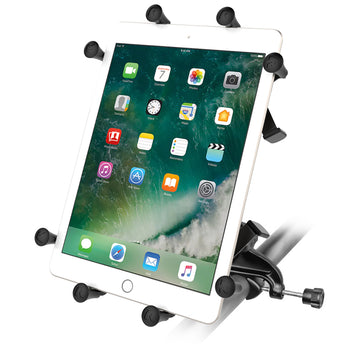 RAM® X-Grip® Mount with Yoke Clamp Base for 9"-10" Tablets